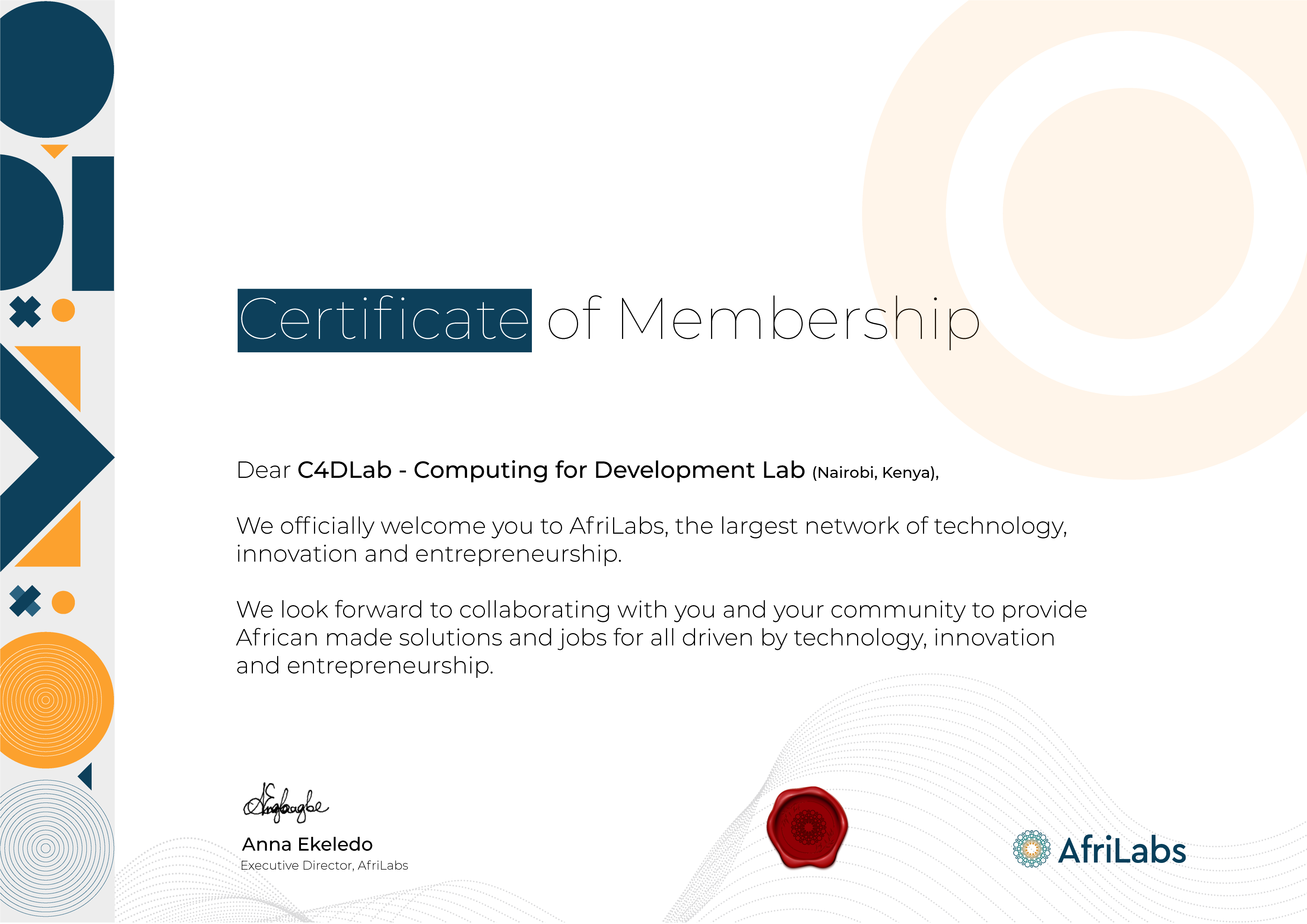 C4DLsb accepted into AfriLabs